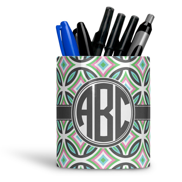 Custom Geometric Circles Ceramic Pen Holder
