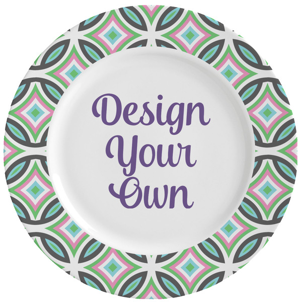 Custom Geometric Circles Ceramic Dinner Plates (Set of 4) (Personalized)