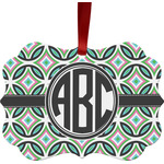 Geometric Circles Metal Frame Ornament - Double Sided w/ Monogram