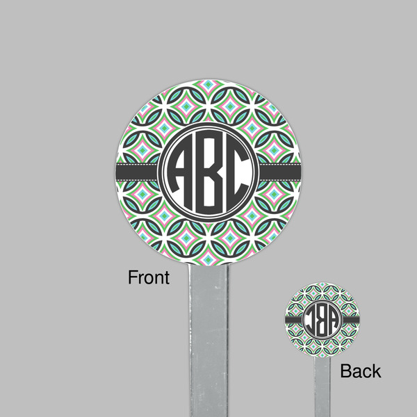 Geometric Circles Clear Plastic 7" Stir Stick - Round - Front & Back