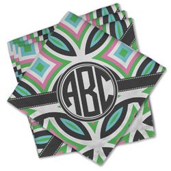 Geometric Circles Cloth Cocktail Napkins - Set of 4 w/ Monogram