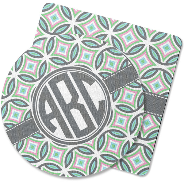 Custom Geometric Circles Rubber Backed Coaster (Personalized)