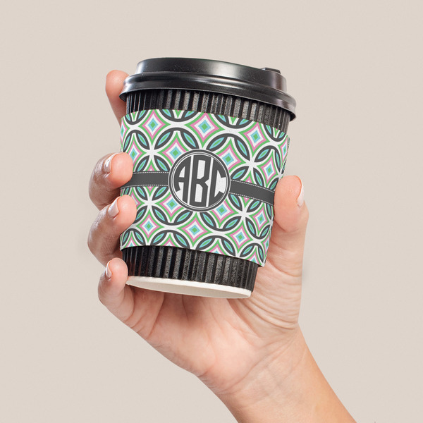 Geometric Circles Coffee Cup Sleeve - LIFESTYLE