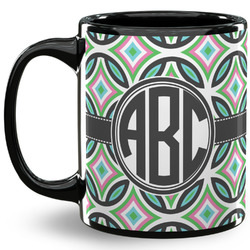 Geometric Circles 11 Oz Coffee Mug - Black (Personalized)