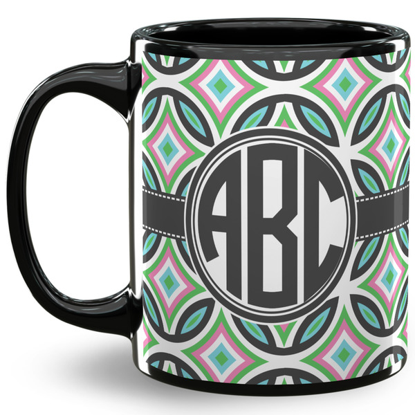 Custom Geometric Circles 11 Oz Coffee Mug - Black (Personalized)