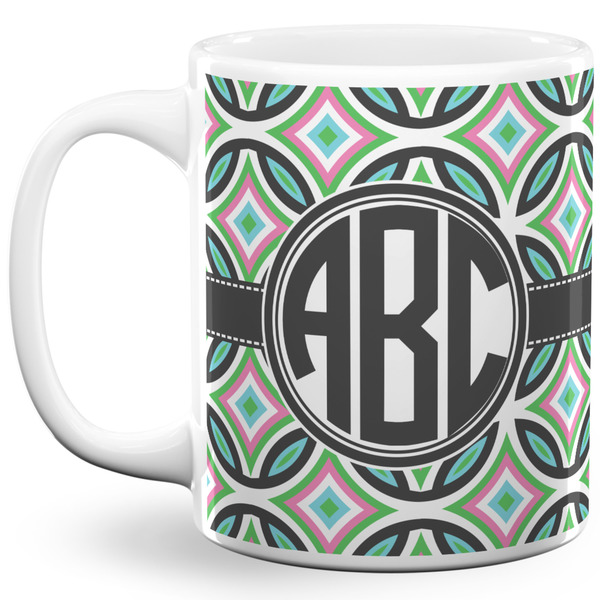 Custom Geometric Circles 11 Oz Coffee Mug - White (Personalized)