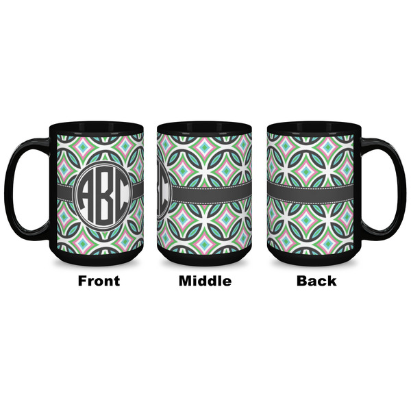 Geometric Circles Coffee Mug - 15 oz - Black APPROVAL