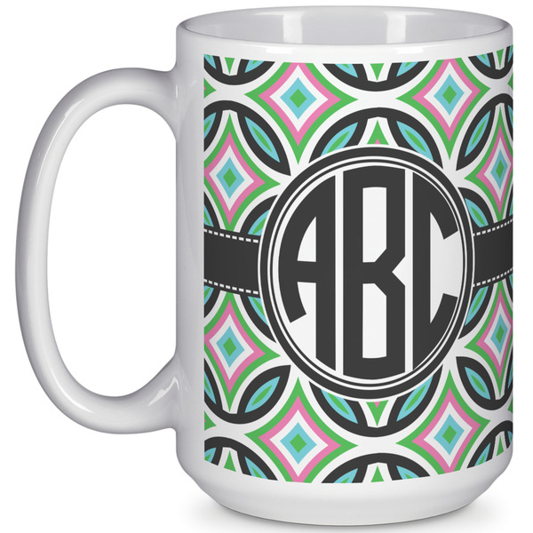 Custom Geometric Circles 15 Oz Coffee Mug - White (Personalized)