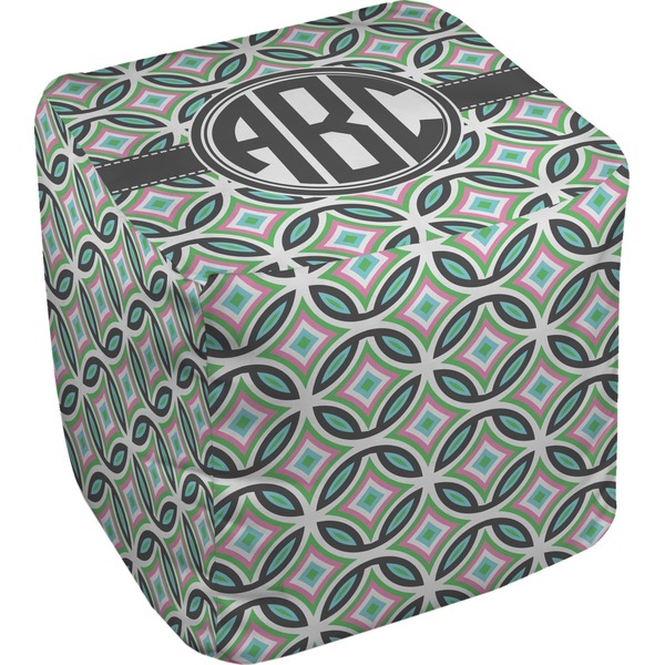 Custom Geometric Circles Cube Pouf Ottoman - 18" (Personalized)