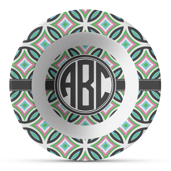 Custom Geometric Circles Plastic Bowl - Microwave Safe - Composite Polymer (Personalized)