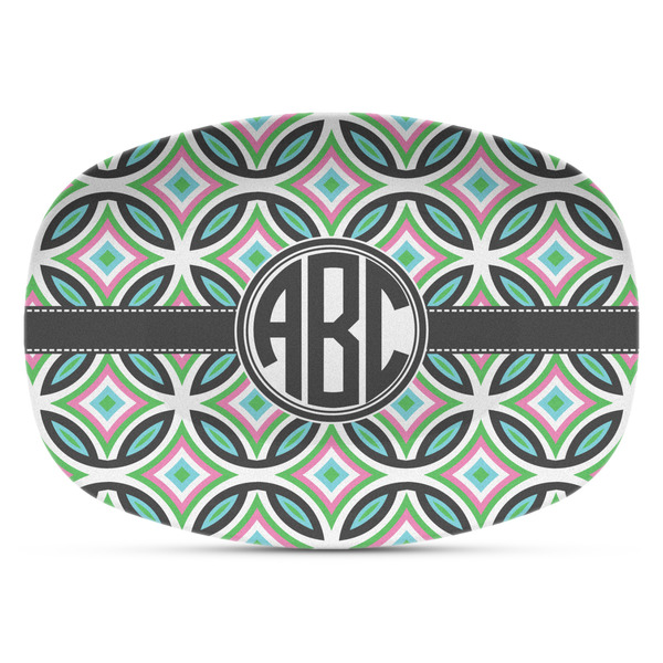 Custom Geometric Circles Plastic Platter - Microwave & Oven Safe Composite Polymer (Personalized)