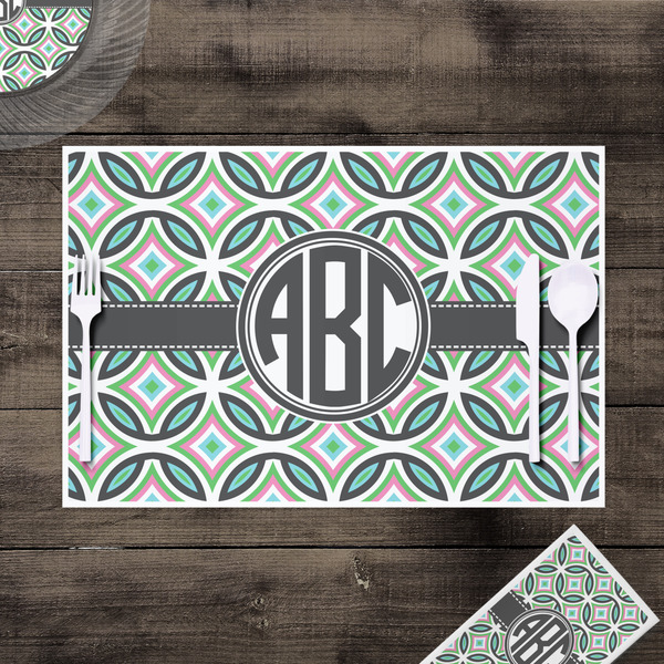 Geometric Circles Disposable Paper Placemat - In Context
