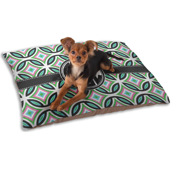 Custom Geometric Circles Dog Bed - Small w/ Monogram