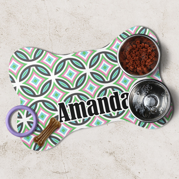 Geometric Circles Dog Bone Shaped Mat Lifestyle