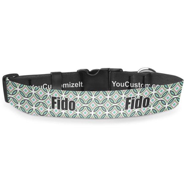 Custom Geometric Circles Deluxe Dog Collar - Large (13" to 21") (Personalized)