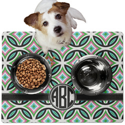Geometric Circles Dog Food Mat - Medium w/ Monogram