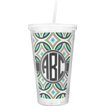 Geometric Circles Double Wall Tumbler with Straw (Personalized)