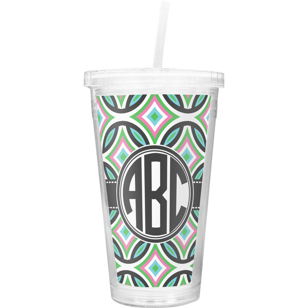 Custom Geometric Circles Double Wall Tumbler with Straw (Personalized)