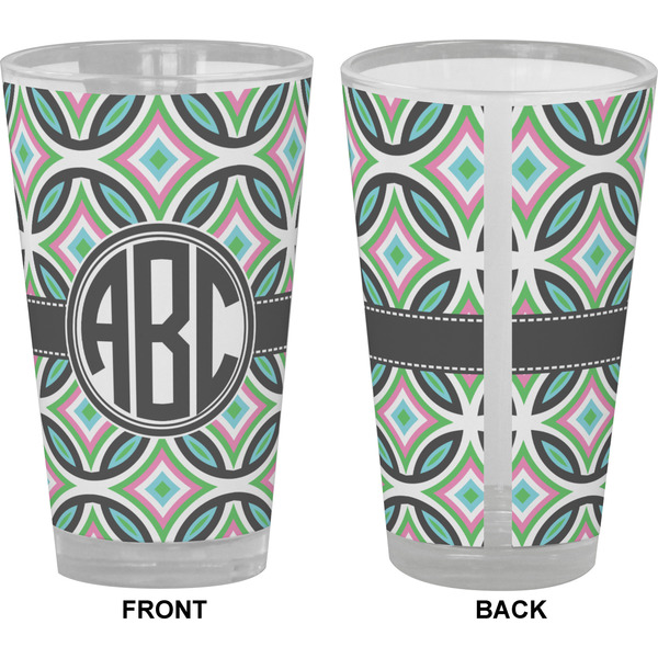 Geometric Circles Pint Glass - Full Color - Front & Back Views