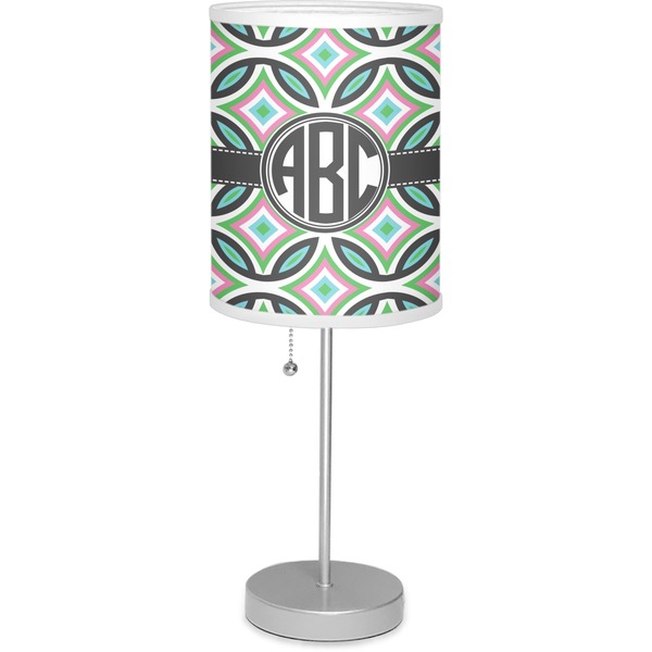 Custom Geometric Circles 7" Drum Lamp with Shade Linen (Personalized)