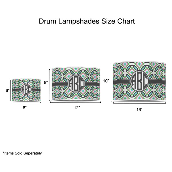 Geometric Circles Drum Lampshades - Sizing Chart