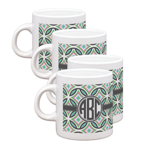 Custom Geometric Circles Single Shot Espresso Cups - Set of 4 (Personalized)