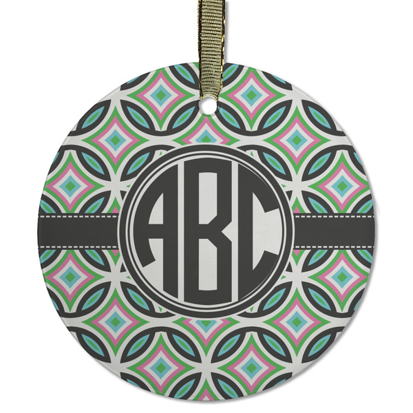 Geometric Circles Frosted Glass Ornament - Round