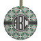 Geometric Circles Flat Glass Ornament - Round w/ Monogram