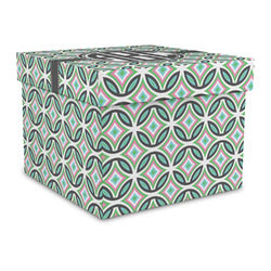 Geometric Circles Gift Box with Lid - Canvas Wrapped - Large (Personalized)