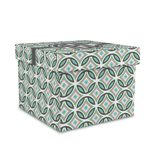Custom Geometric Circles Gift Box with Lid - Canvas Wrapped - Medium (Personalized)