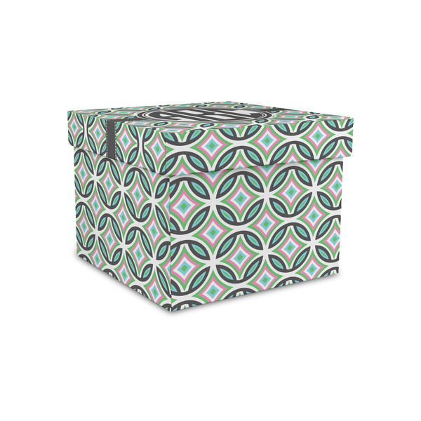Custom Geometric Circles Gift Box with Lid - Canvas Wrapped - Small (Personalized)