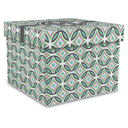 Geometric Circles Gift Box with Lid - Canvas Wrapped - X-Large (Personalized)