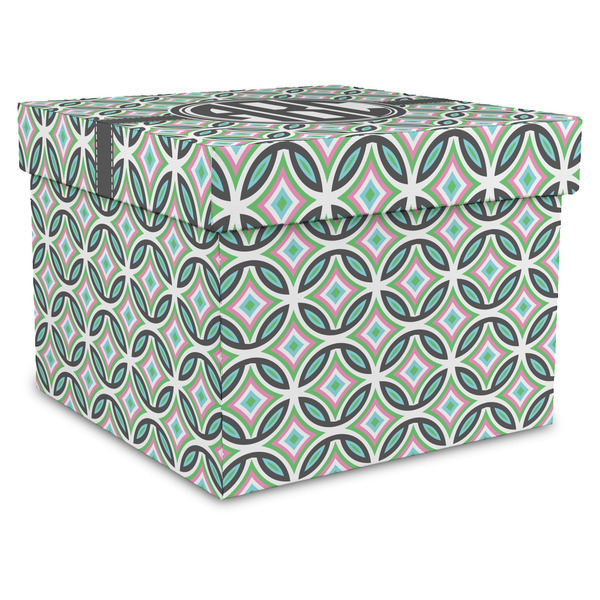 Custom Geometric Circles Gift Box with Lid - Canvas Wrapped - X-Large (Personalized)