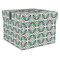 Geometric Circles Gift Box with Lid - Canvas Wrapped - XX-Large (Personalized)