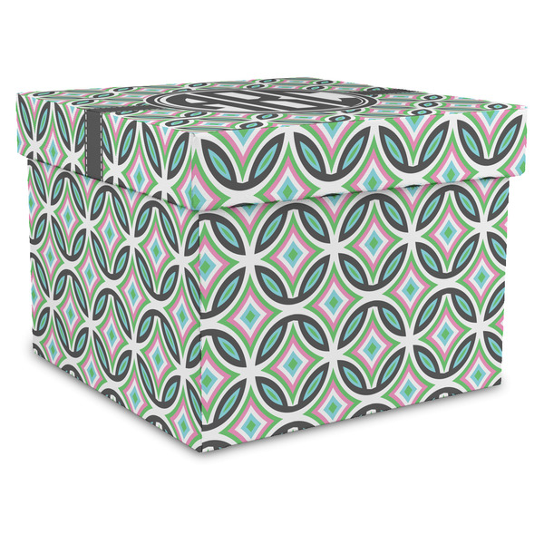 Custom Geometric Circles Gift Box with Lid - Canvas Wrapped - XX-Large (Personalized)