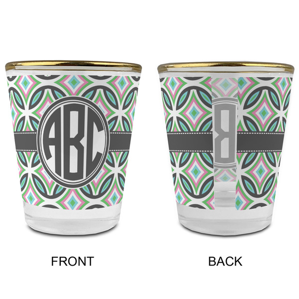 Geometric Circles Glass Shot Glass - with gold rim - APPROVAL