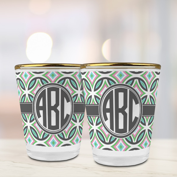 Geometric Circles Glass Shot Glass - with gold rim - LIFESTYLE