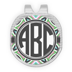 Geometric Circles Golf Ball Marker - Hat Clip - Silver