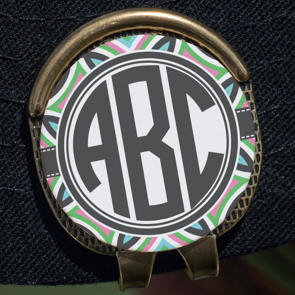 Geometric Circles Golf Ball Marker Hat Clip - Gold - Close Up