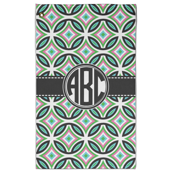 Custom Geometric Circles Golf Towel - Poly-Cotton Blend w/ Monograms