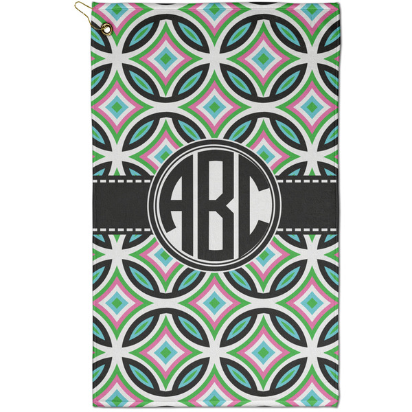 Custom Geometric Circles Golf Towel - Poly-Cotton Blend - Small w/ Monograms
