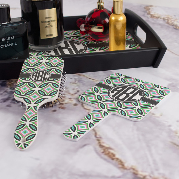 Geometric Circles Hair Brush and Hand Mirror - Bathroom Scene