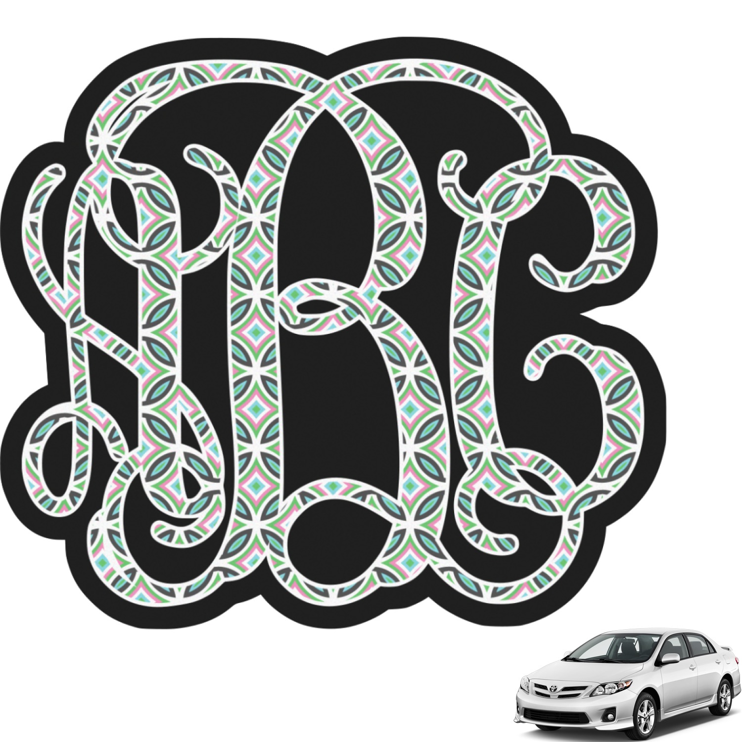 Geometric Circles Interlocking Monogram Car Decal (Personalized) You