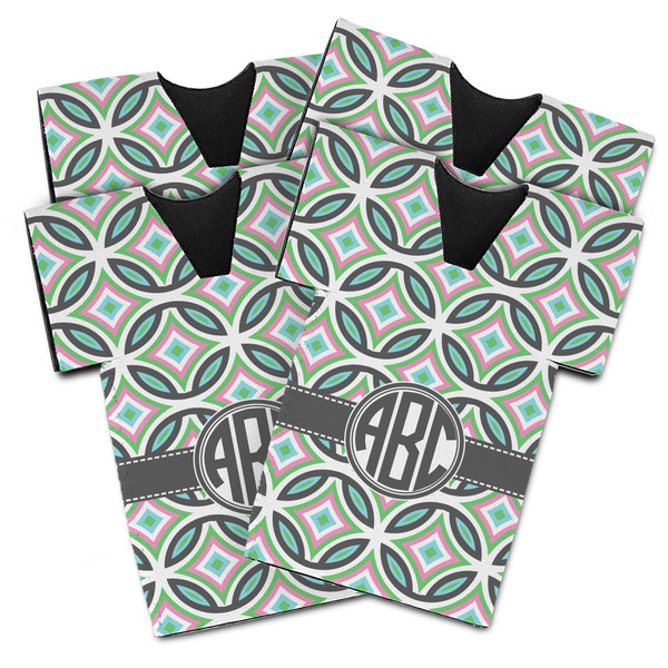 Geometric Circles Jersey Bottle Cooler - Set of 4 - MAIN (flat)