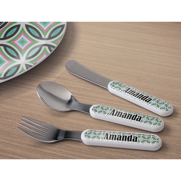 Geometric Circles Kids Flatware w/ Plate