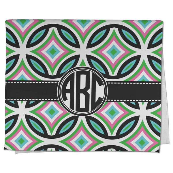 Custom Geometric Circles Kitchen Towel - Poly Cotton w/ Monograms