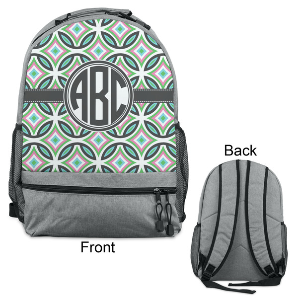 Geometric Circles Large Backpack - Gray - Front & Back View