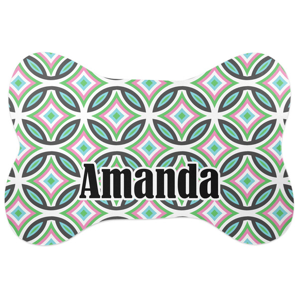 Custom Geometric Circles Bone Shaped Dog Food Mat (Personalized)