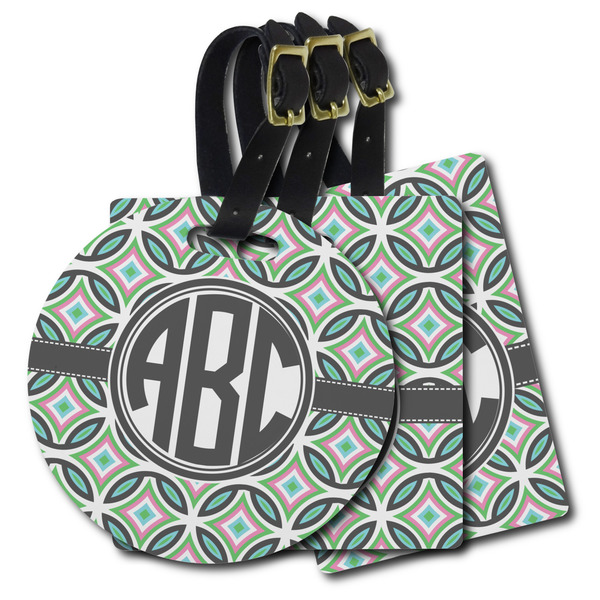 Custom Geometric Circles Plastic Luggage Tag (Personalized)