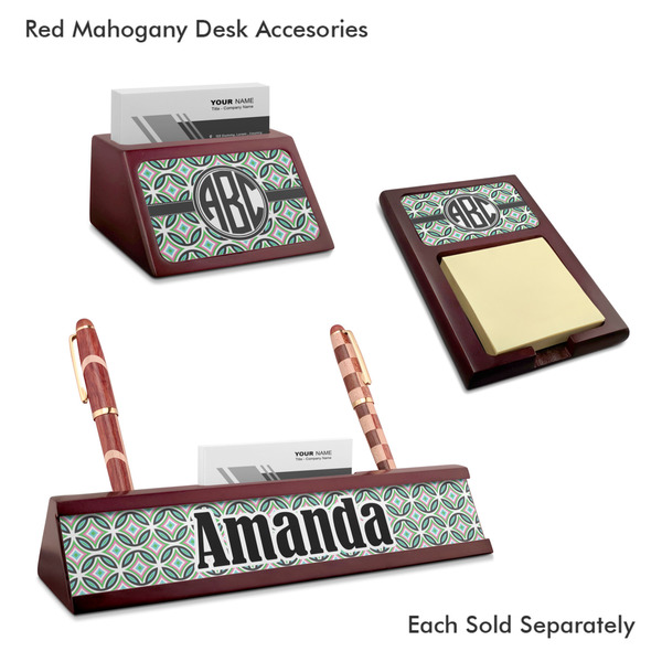 Geometric Circles Mahogany Desk Accessories